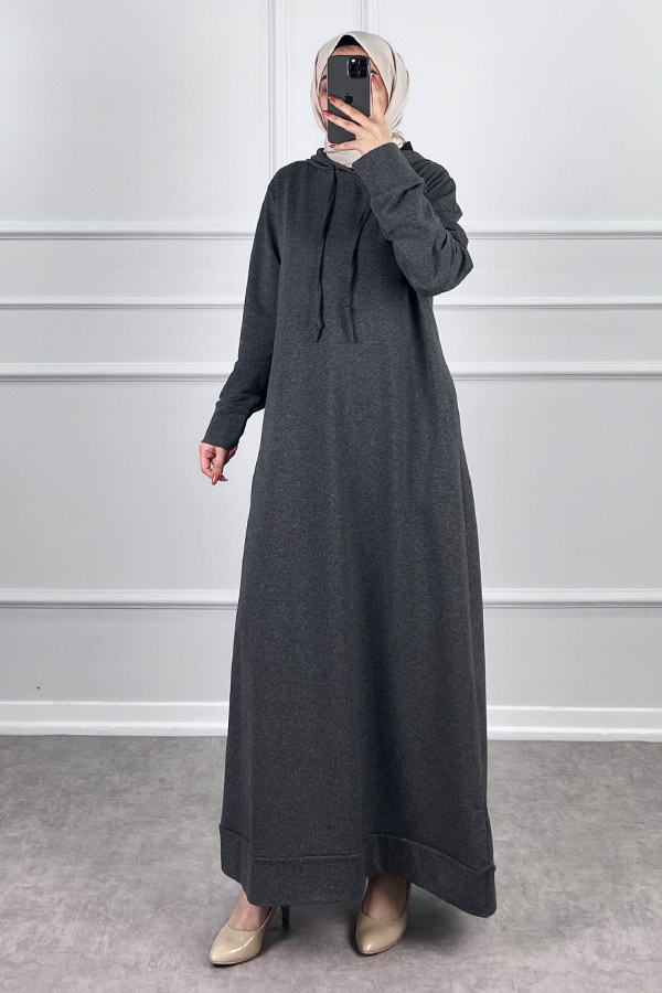 İki İp Tesettür Elbise - Füme