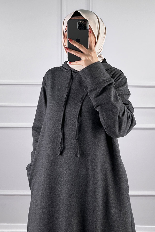 İki İp Tesettür Elbise - Füme