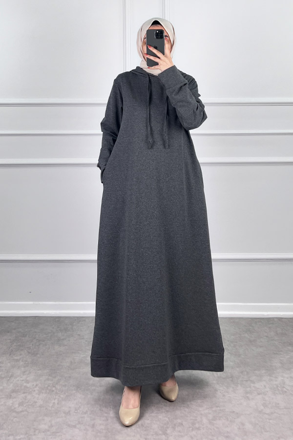 İki İp Tesettür Elbise - Füme