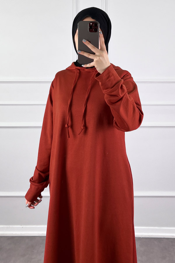 İki İp Tesettür Elbise - Kiremit İki İp Tesettür Elbise - Kiremit