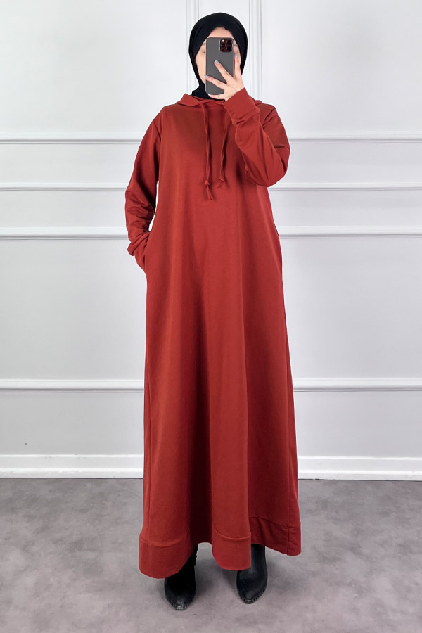 İki İp Tesettür Elbise - Kiremit İki İp Tesettür Elbise - Kiremit