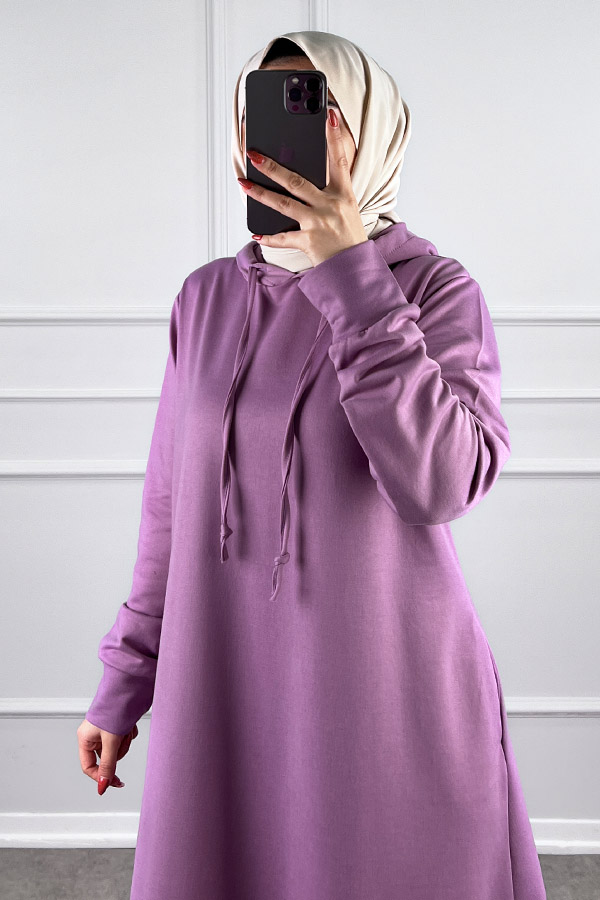 İki İp Tesettür Elbise - Lila