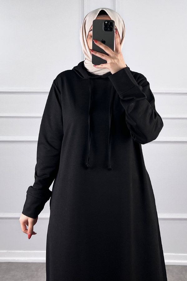 İki İp Tesettür Elbise - Siyah