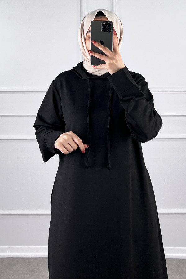 İki İp Tesettür Elbise - Siyah
