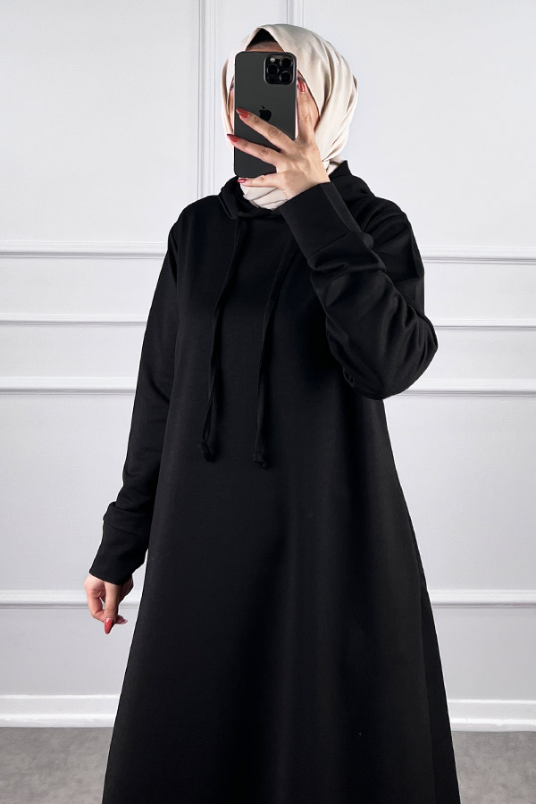 İki İp Tesettür Elbise - Siyah