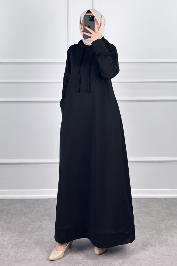 İki İp Tesettür Elbise - Siyah