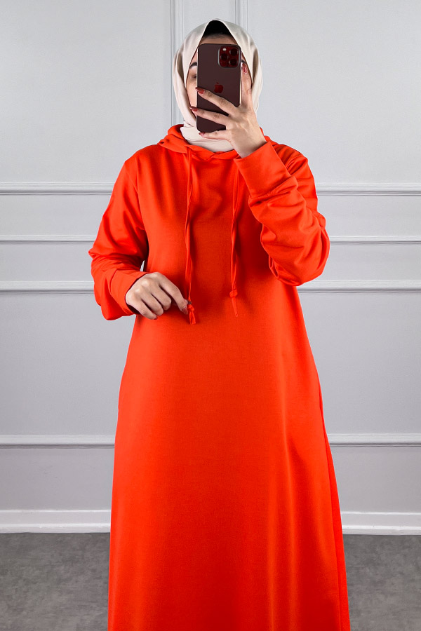 İki İp Tesettür Elbise - Turuncu İki İp Tesettür Elbise - Turuncu