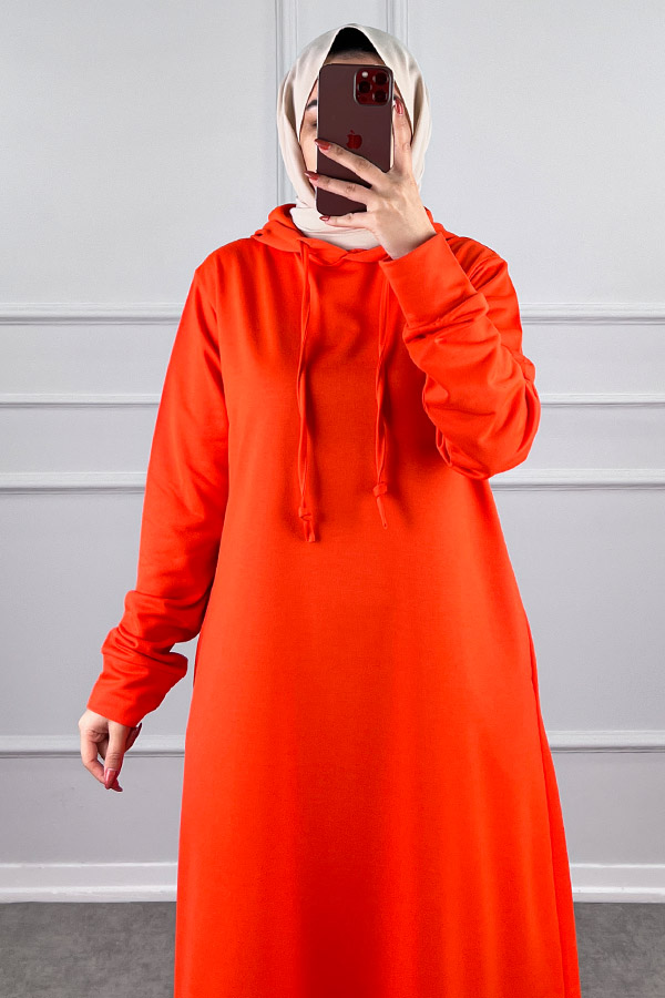 İki İp Tesettür Elbise - Turuncu İki İp Tesettür Elbise - Turuncu