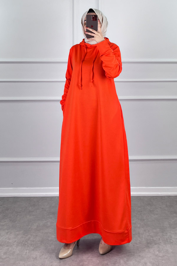 İki İp Tesettür Elbise - Turuncu İki İp Tesettür Elbise - Turuncu