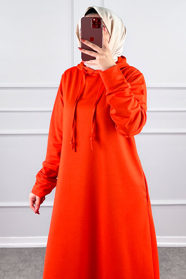 İki İp Tesettür Elbise - Turuncu İki İp Tesettür Elbise - Turuncu