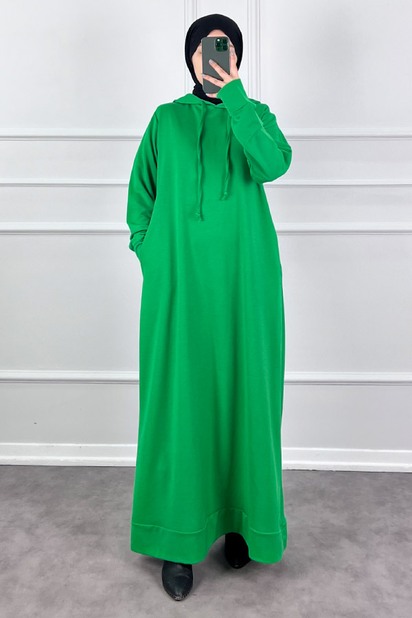 İki İp Tesettür Elbise - Yeşil İki İp Tesettür Elbise - Yeşil