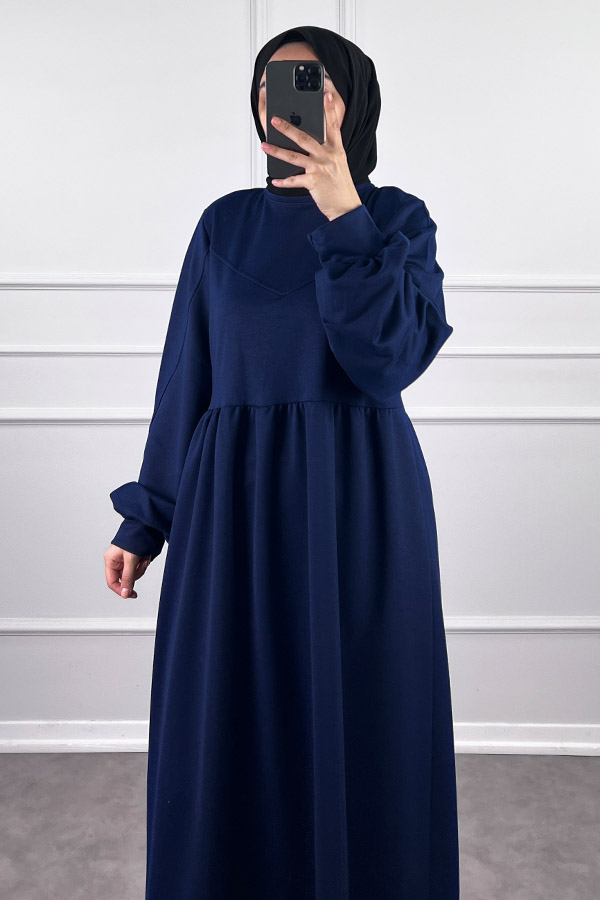 İki İplik Elbise - Lacivert