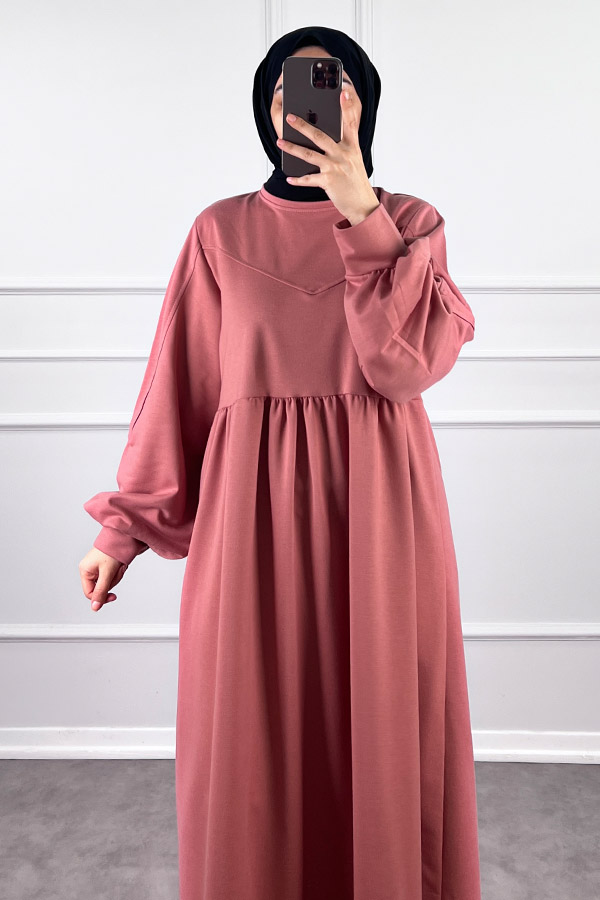 İki İplik Elbise - Pudra