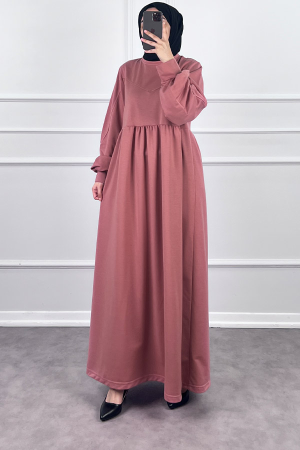 İki İplik Elbise - Pudra