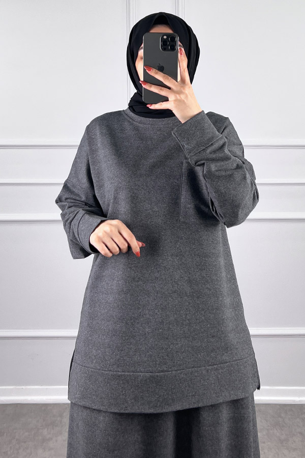 İki İplik Etekli Takım - Füme