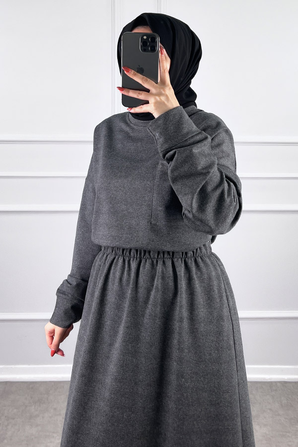 İki İplik Etekli Takım - Füme