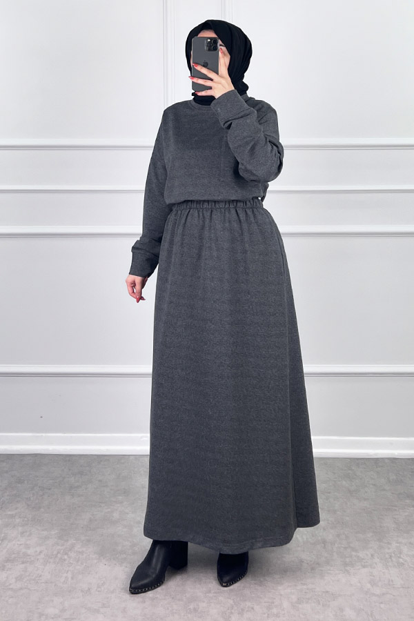 İki İplik Etekli Takım - Füme