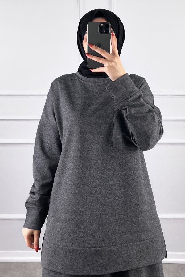 İki İplik Etekli Takım - Füme