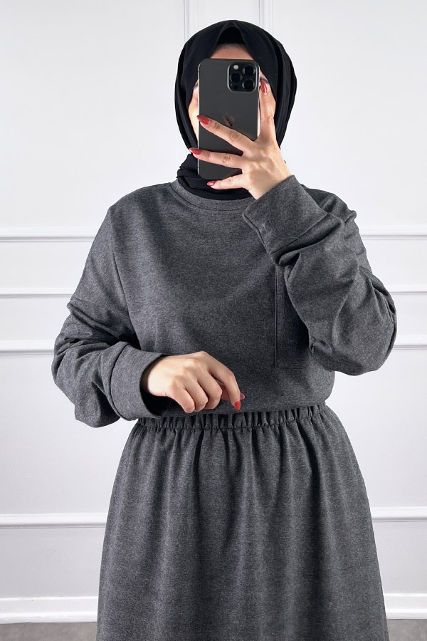 İki İplik Etekli Takım - Füme