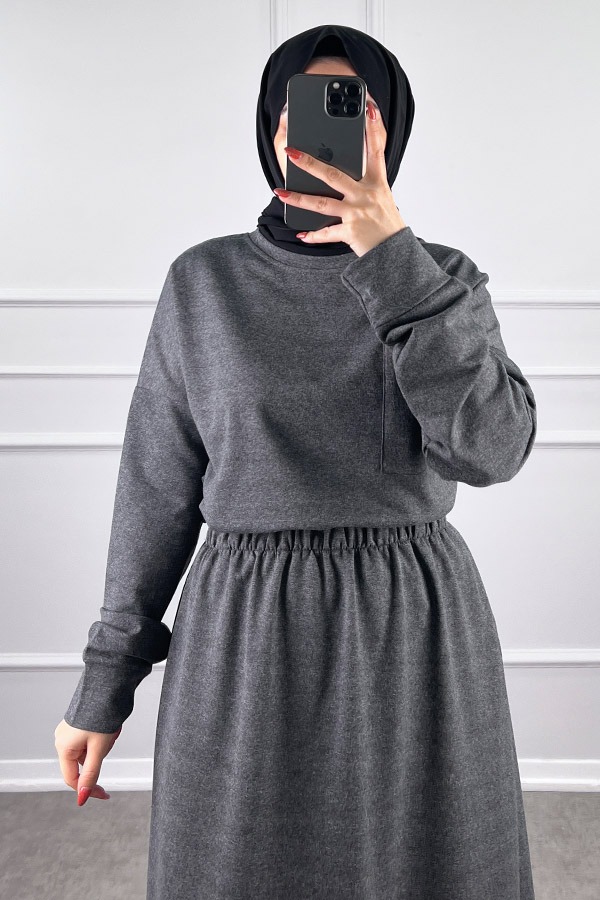 İki İplik Etekli Takım - Füme