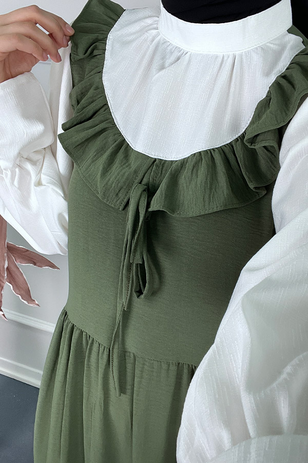 Jile Görünümlü Elbise - Haki