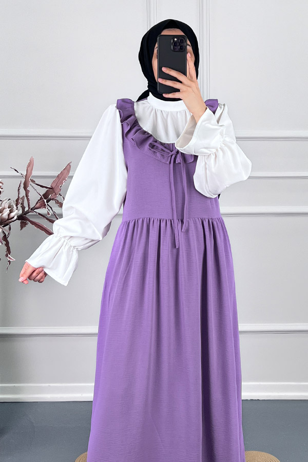 Jile Görünümlü Elbise - Mor