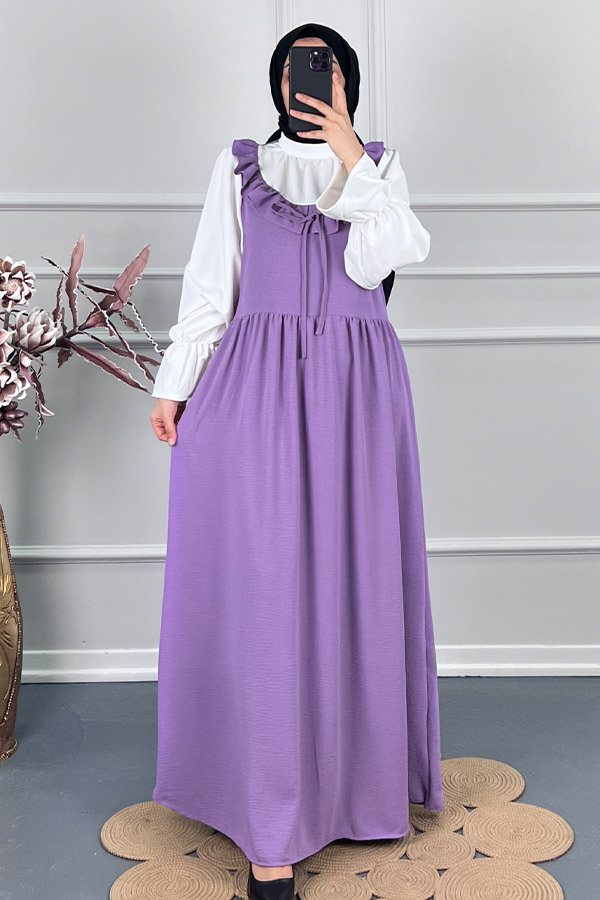 Jile Görünümlü Elbise - Mor