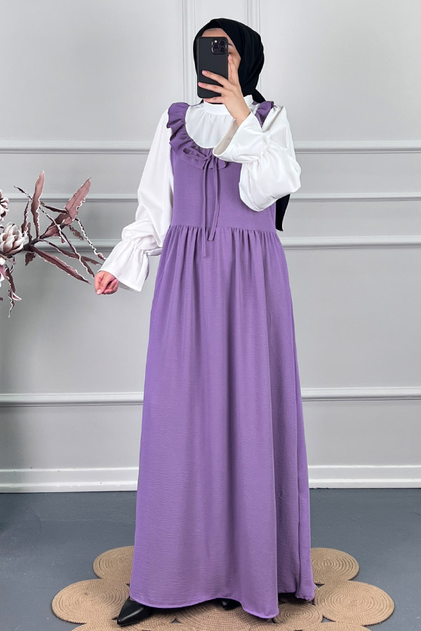 Jile Görünümlü Elbise - Mor