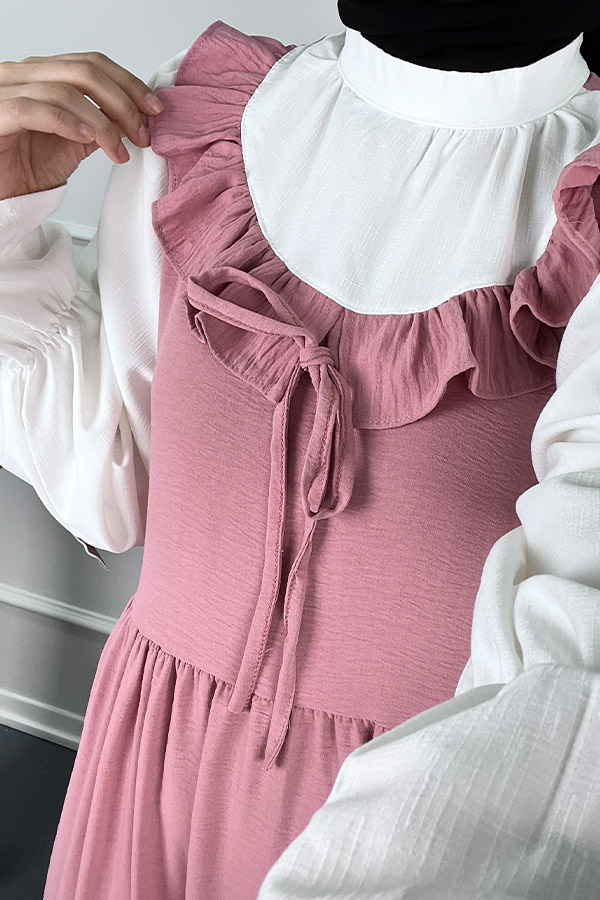 Jile Görünümlü Elbise - Pembe