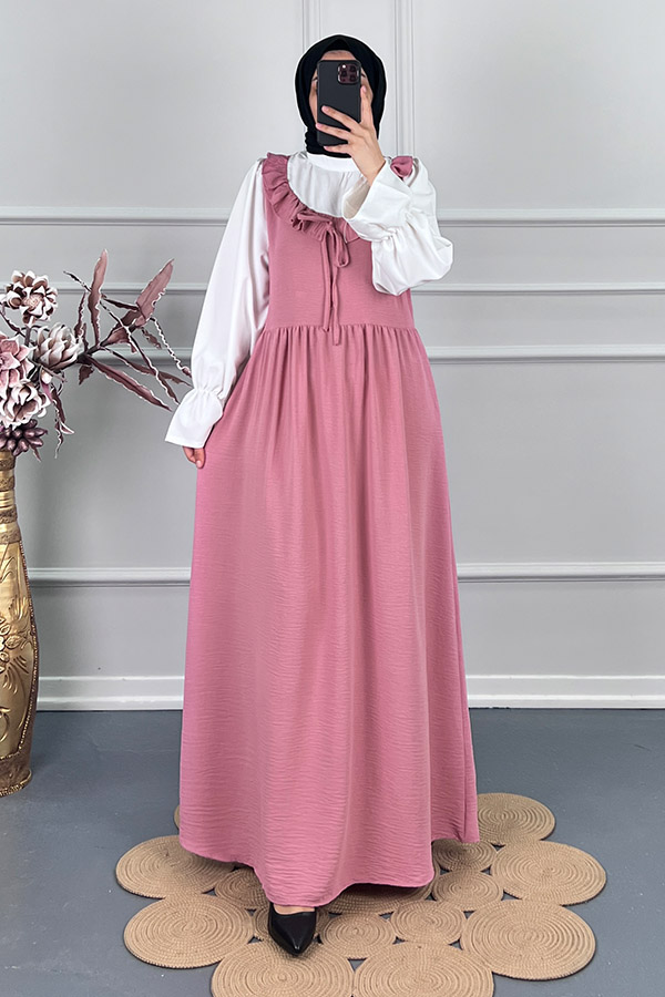 Jile Görünümlü Elbise - Pembe