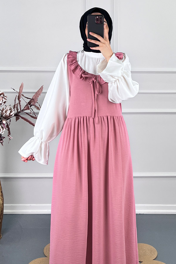 Jile Görünümlü Elbise - Pembe