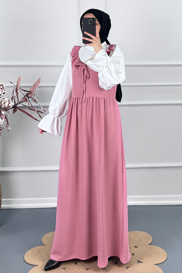 Jile Görünümlü Elbise - Pembe