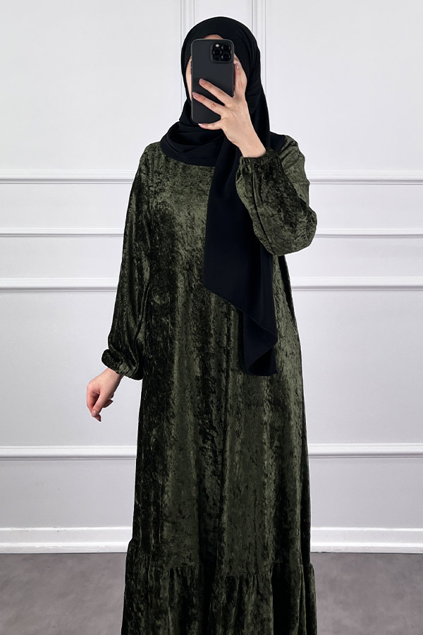 Kadife Elbise - Yeşil