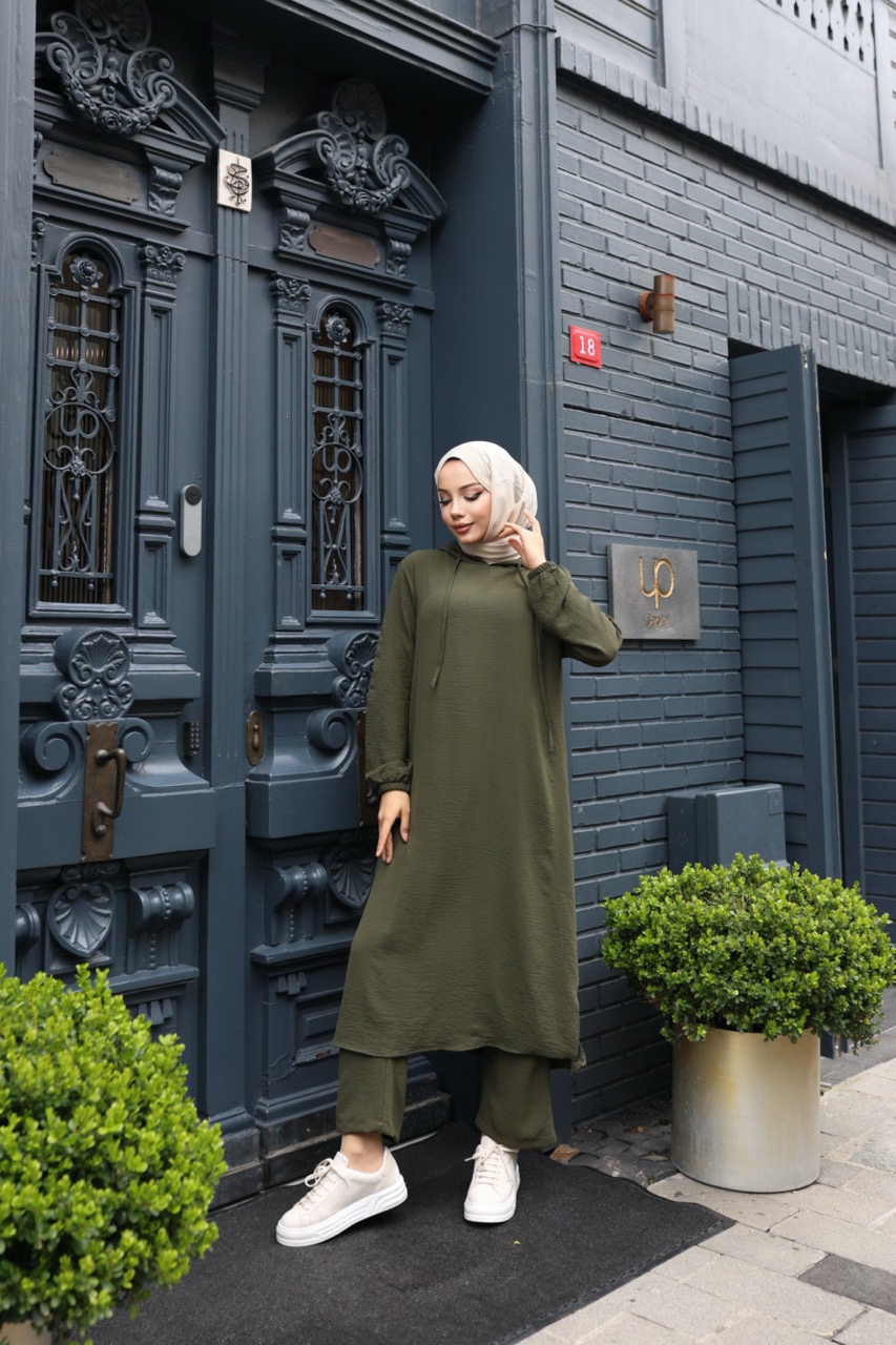 Kapşonlu Ayrobin Takım - Haki Kapşonlu Ayrobin Takım - Haki