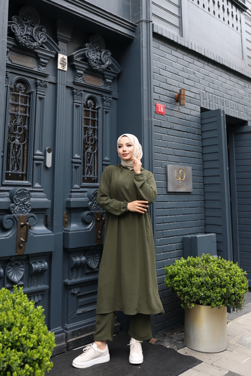 Kapşonlu Ayrobin Takım - Haki Kapşonlu Ayrobin Takım - Haki