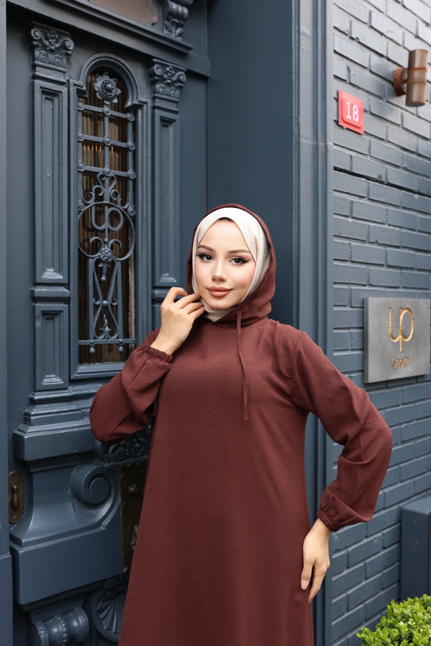 Kapşonlu Ayrobin Takım - Kahverengi