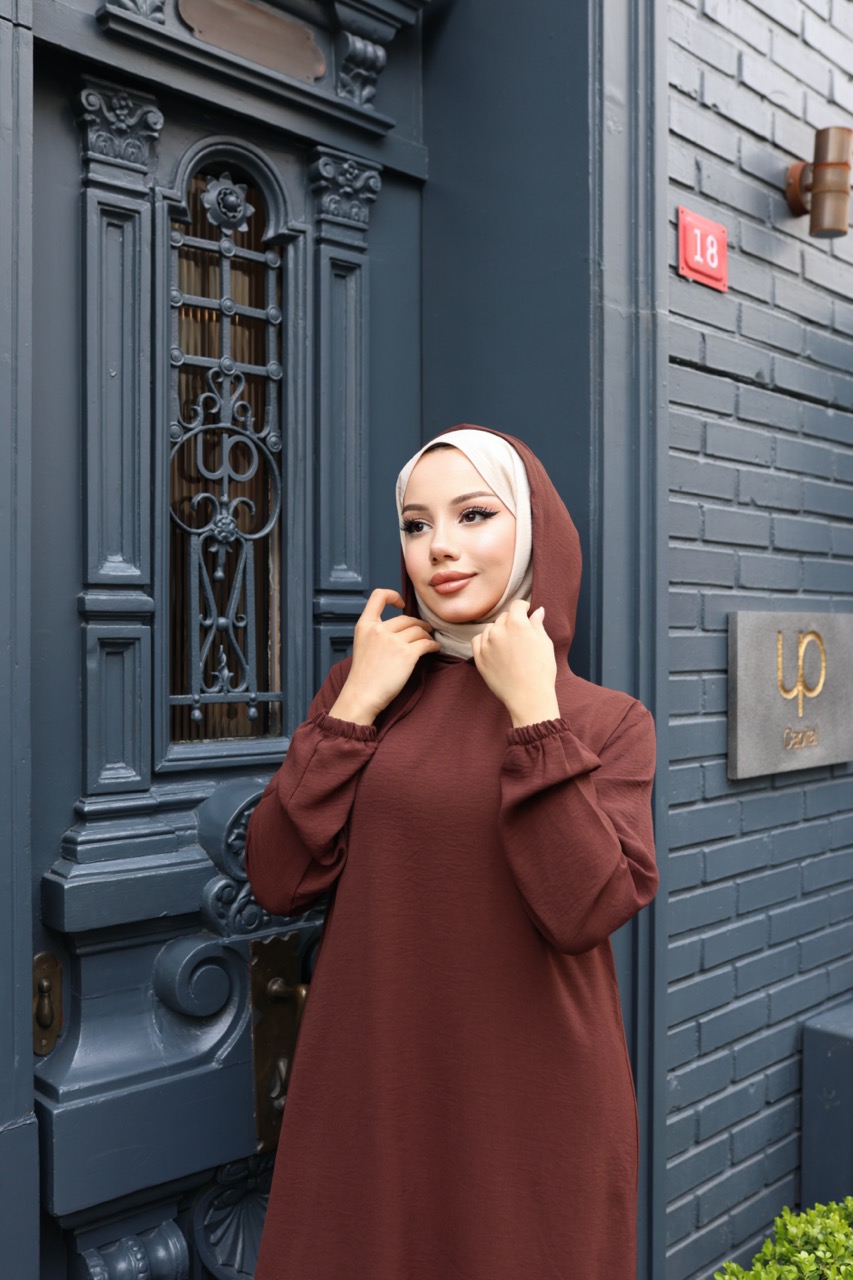 Kapşonlu Ayrobin Takım - Kahverengi