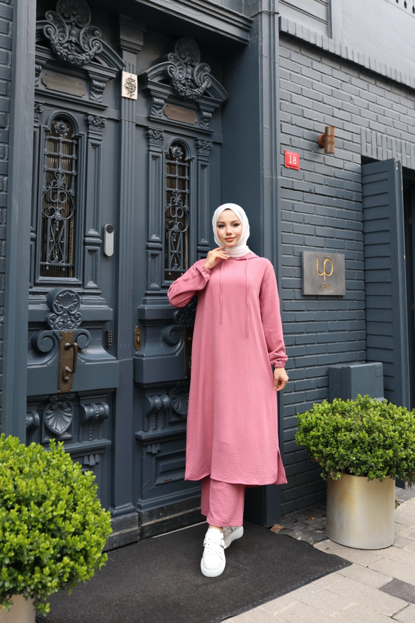 Kapşonlu Ayrobin Takım - Pembe Kapşonlu Ayrobin Takım - Pembe
