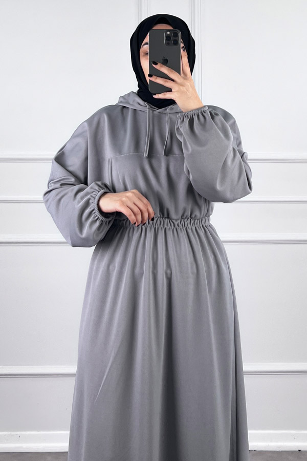 Kapşonlu Elbise - Gri Kapşonlu Elbise - Gri