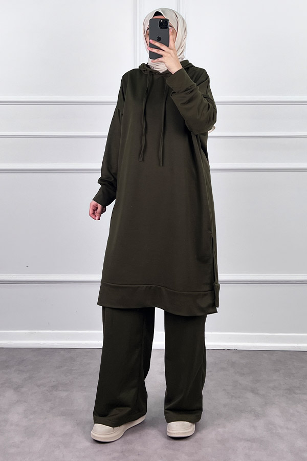 Kapşonlu Salaş Takım - Haki Kapşonlu Salaş Takım - Haki