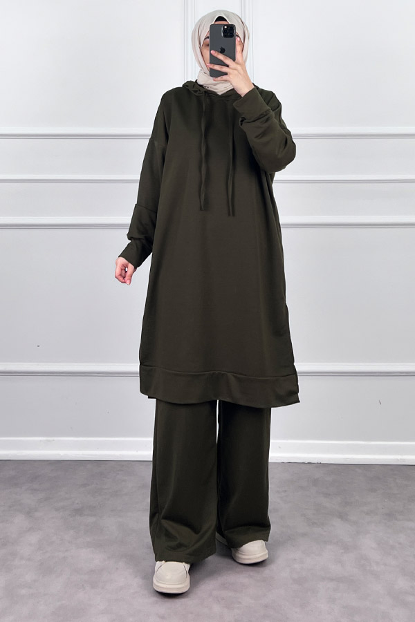 Kapşonlu Salaş Takım - Haki Kapşonlu Salaş Takım - Haki