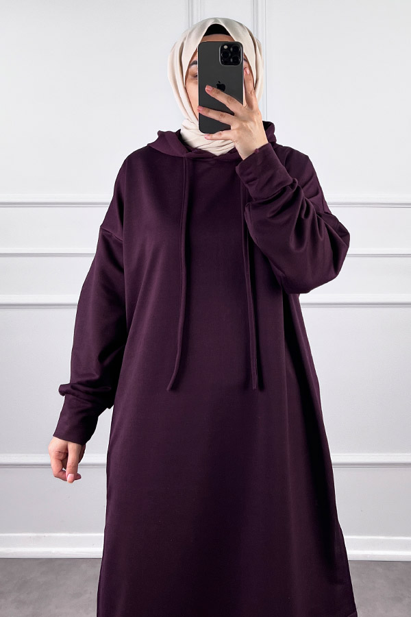 Kapşonlu Salaş Takım - Mor