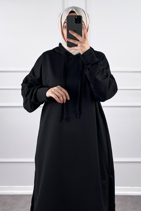 Kapşonlu Salaş Takım - Siyah