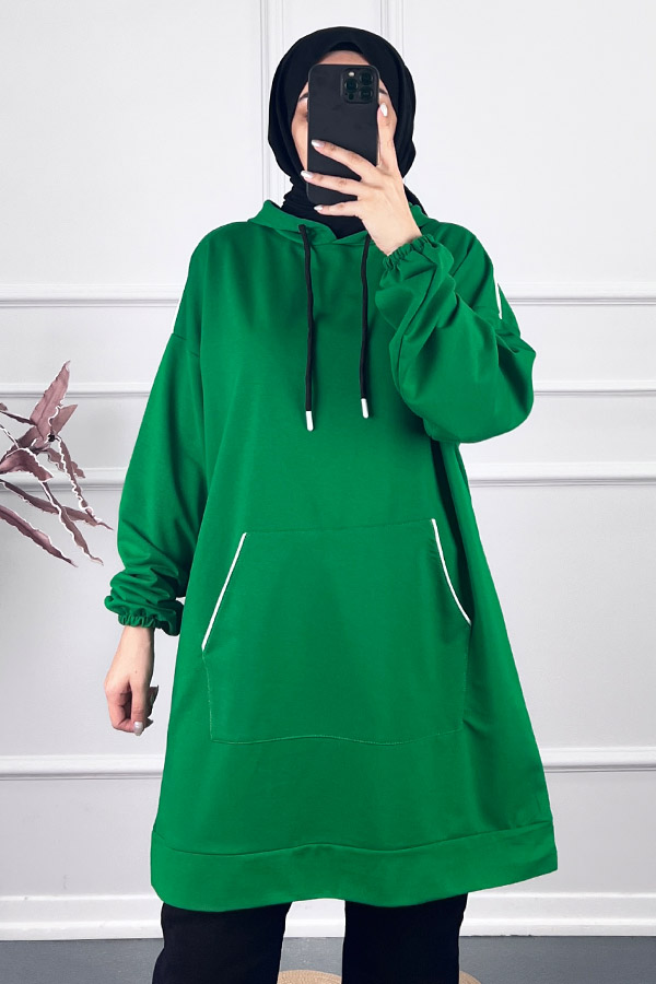 Kapşonlu Sweatshirt - Yeşil
