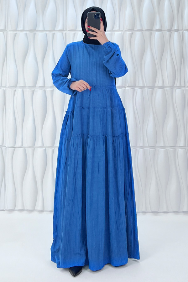 Kat Kat Tesettür Elbise - Mavi Kat Kat Tesettür Elbise - Mavi