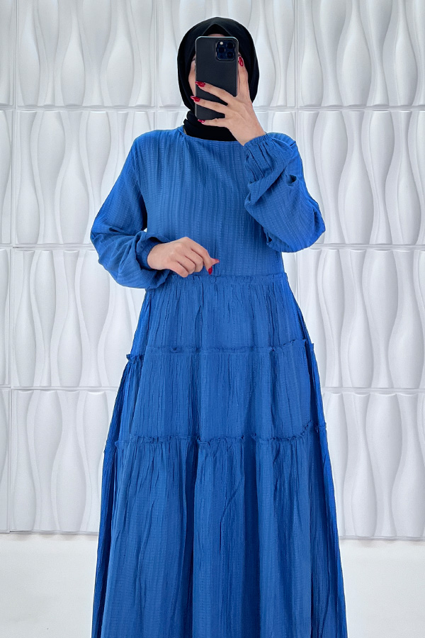 Kat Kat Tesettür Elbise - Mavi Kat Kat Tesettür Elbise - Mavi