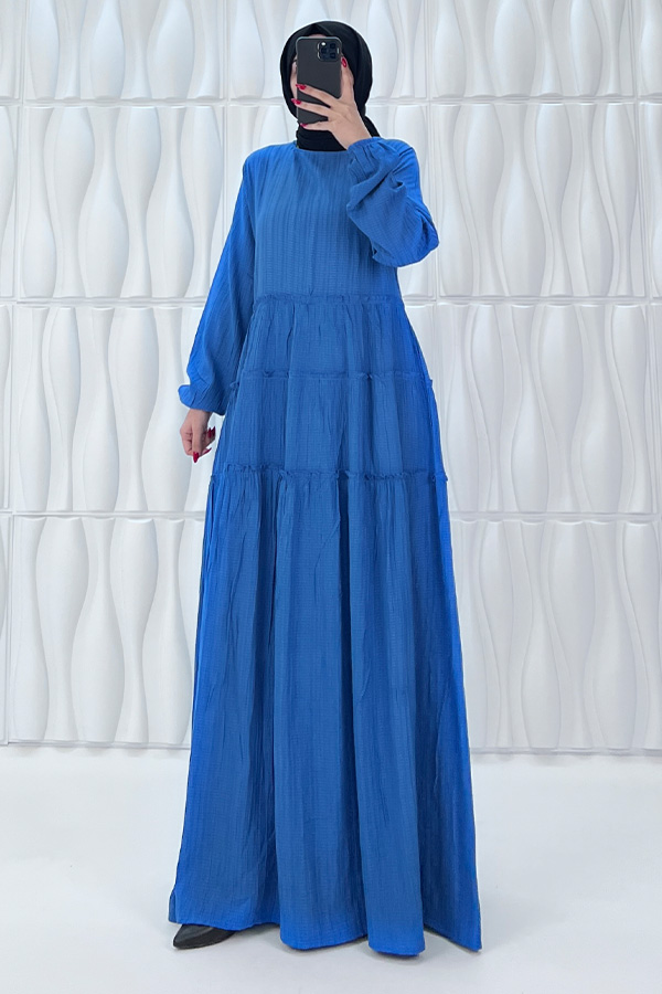 Kat Kat Tesettür Elbise - Mavi Kat Kat Tesettür Elbise - Mavi