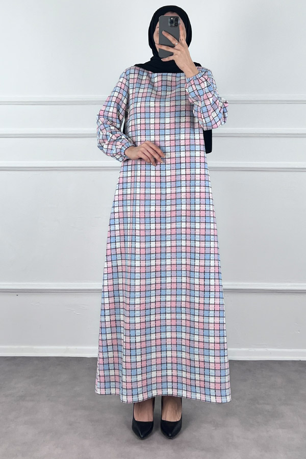 Kemerli Tüvit Elbise - Pembe Kemerli Tüvit Elbise - Pembe