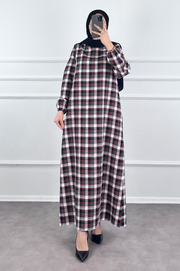 Kemerli Tüvit Elbise - Siyah