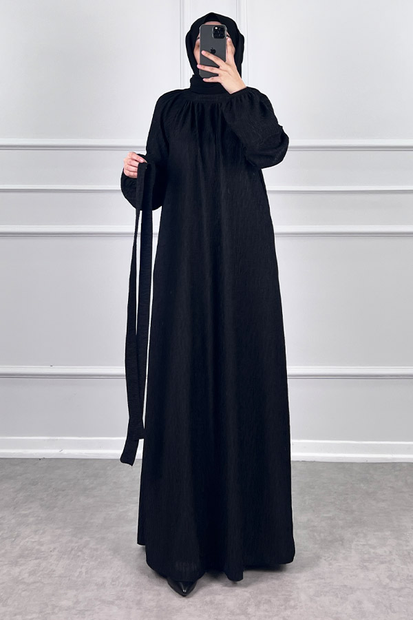 Kışlık Tesettür Elbise - Siyah